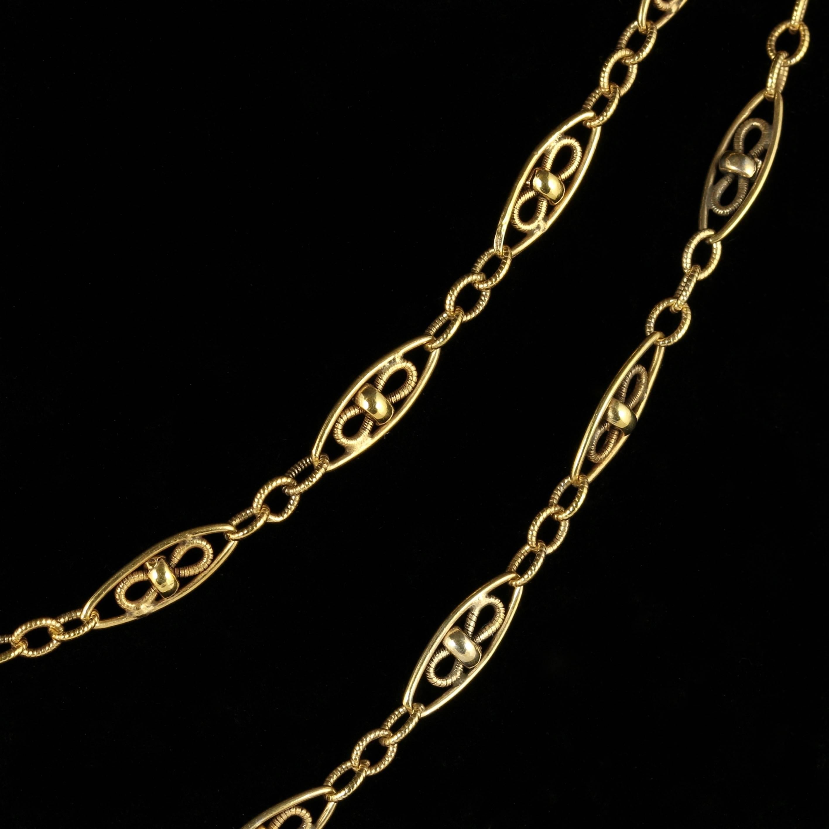 Antique Victorian Long Chain Sautoir 18 Carat on Silver, circa 1900 In Excellent Condition For Sale In Lancaster, Lancashire