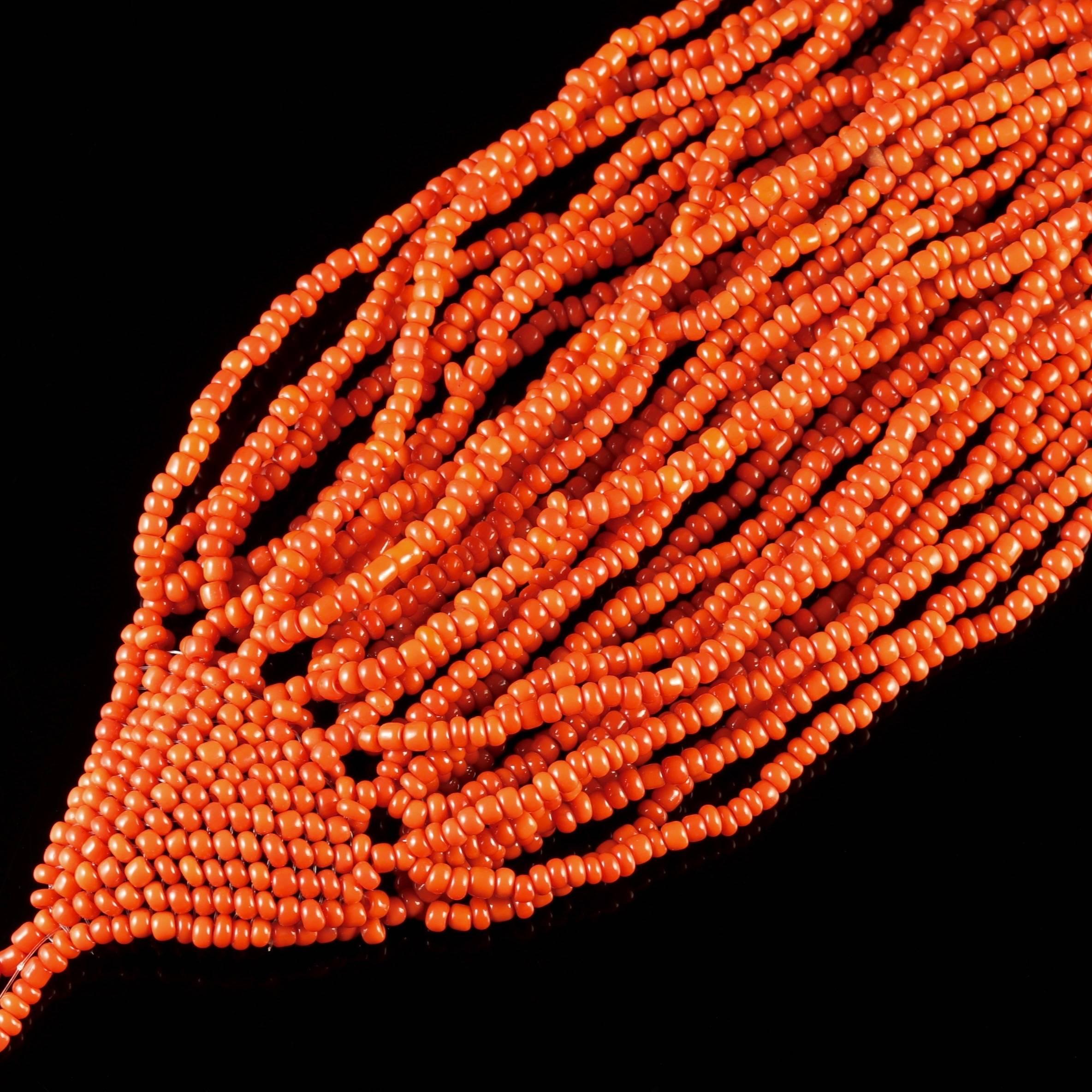 Women's Antique Victorian Long Coral Necklace