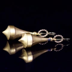 Antique Victorian Long Earrings Gold Gilt, circa 1880
