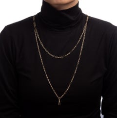 Antique Victorian Long Guard 58" Chain 8k Yellow Gold Fancy Link Necklace