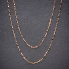 Antique Victorian Long Guard Chain 18 Carat Gold Cased Silver, circa 1900