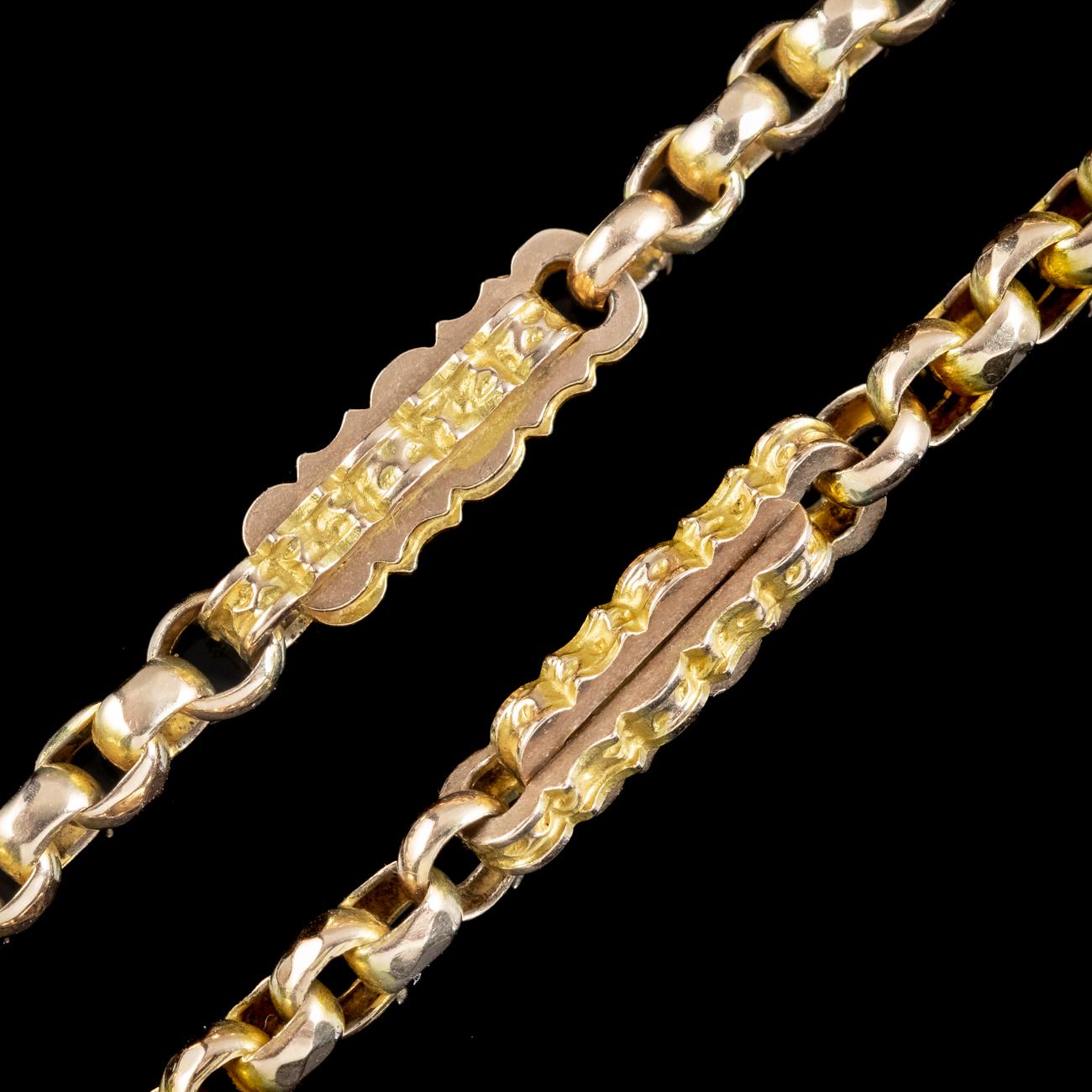 Antique Victorian Long Guard Chain 9ct Gold In Good Condition For Sale In Kendal, GB