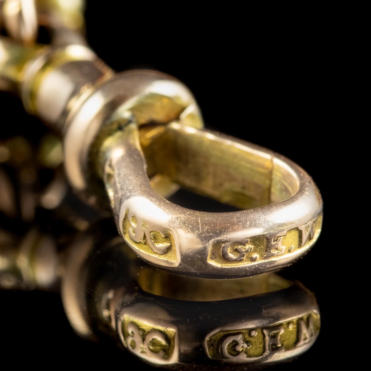 Women's or Men's Antique Victorian Long Guard Chain 9ct Gold For Sale