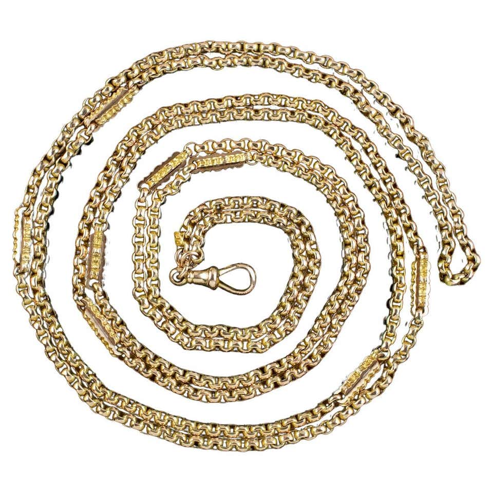 Antique Edwardian 9 Carat Gold Long Guard Chain/ Double/Triple Row ...