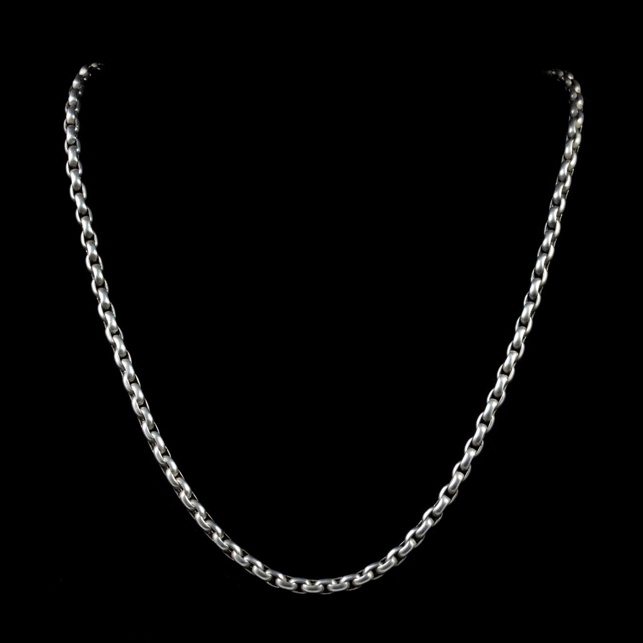 This long antique Belcher guard chain has been beautifully preserved from the Victorian era and is extremely robust made up of interconnecting Silver links. 

The chain has been expertly put together and has developed a lovely smoothness with age.