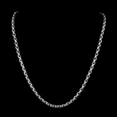 Antique Victorian Long Silver Guard Chain Belcher Necklace, circa 1900