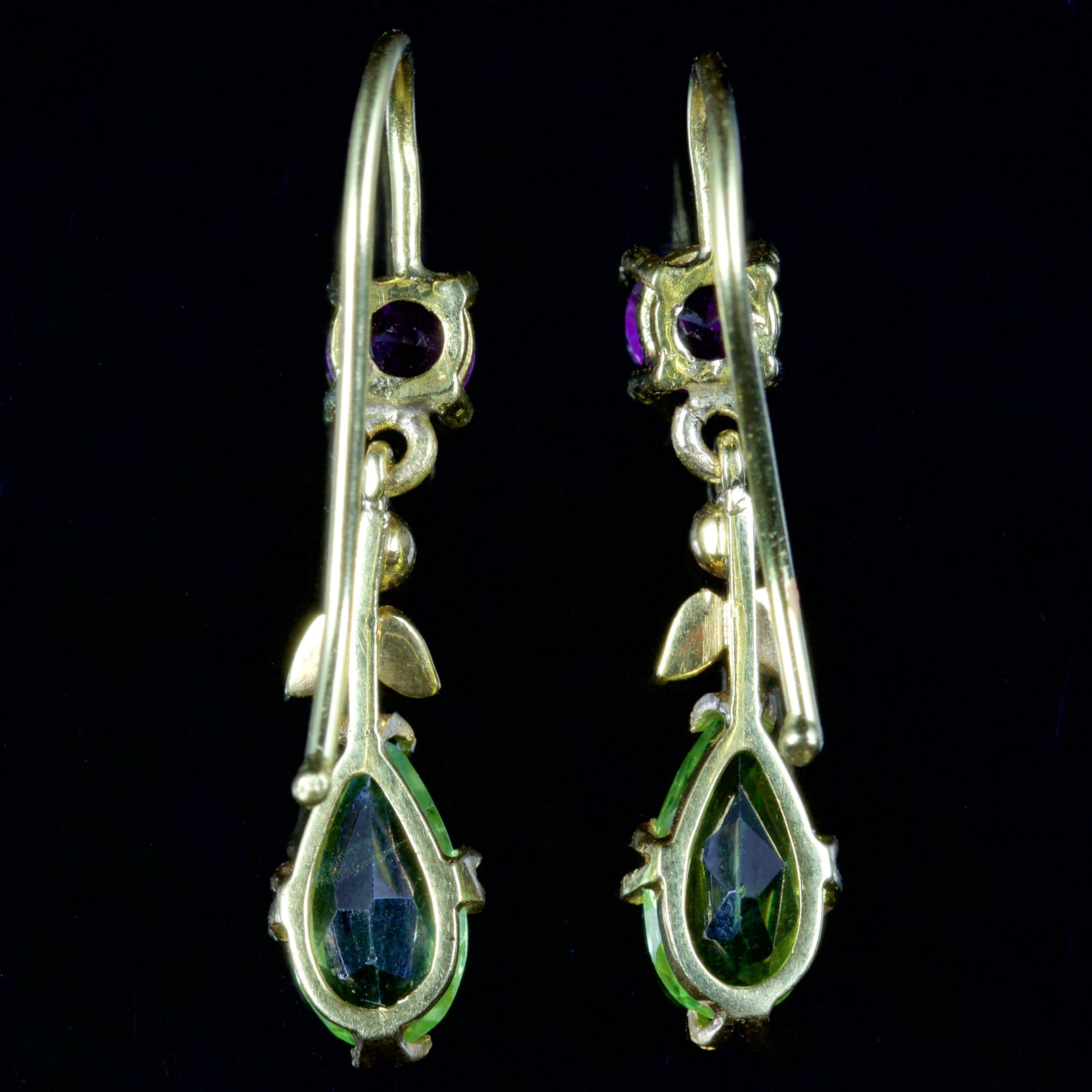 Antique Victorian Long Suffragette Earrings 18 Carat Gold Earrings, circa 1900 In Excellent Condition In Lancaster, Lancashire