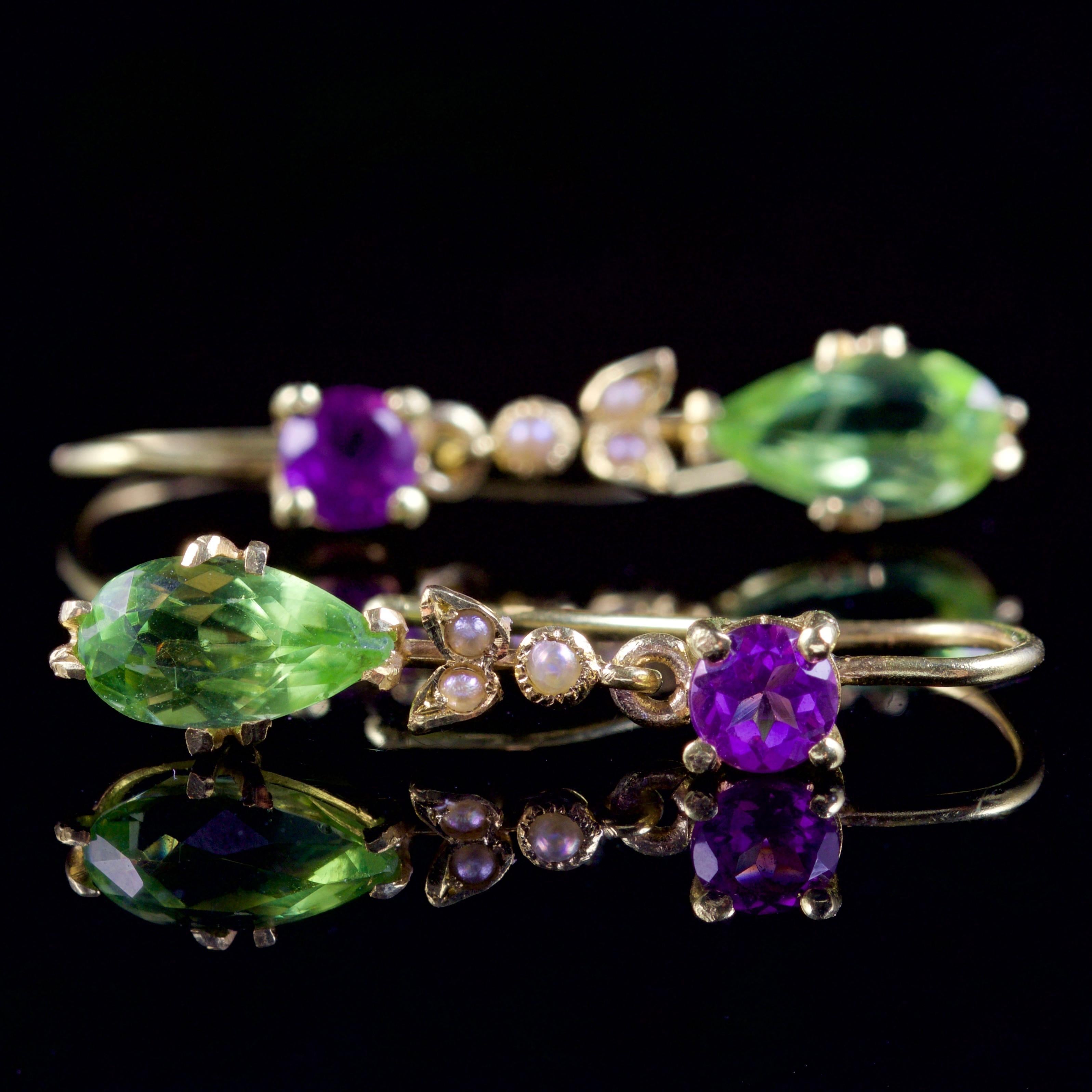 Antique Victorian Long Suffragette Earrings 18 Carat Gold Earrings, circa 1900 3