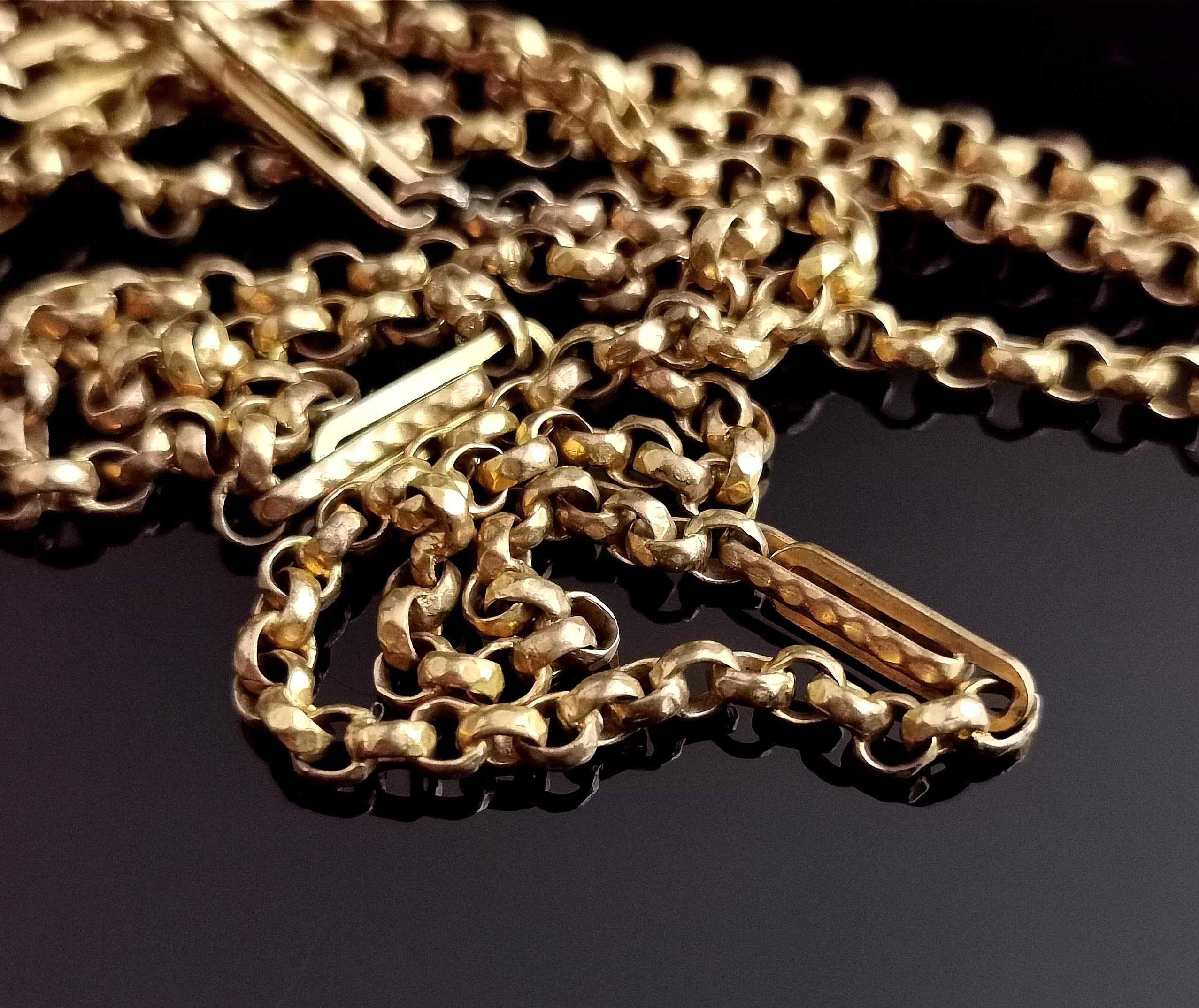 Antique Victorian Longuard Chain Necklace, Muff Chain, Gold Plated, Fancy Link 3