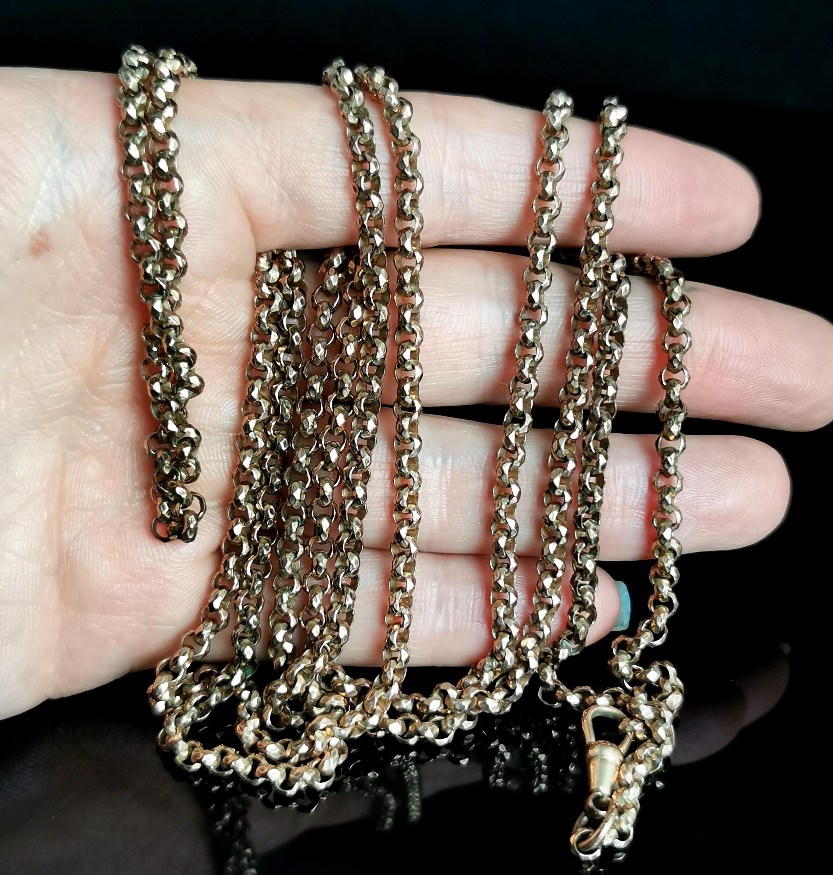 Antique Victorian Longuard Chain Necklace, Muff Chain, Rose Gold Plated 6