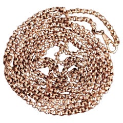 Antike viktorianische Longuard Kette Halskette, Muff Kette, Roségold vergoldet