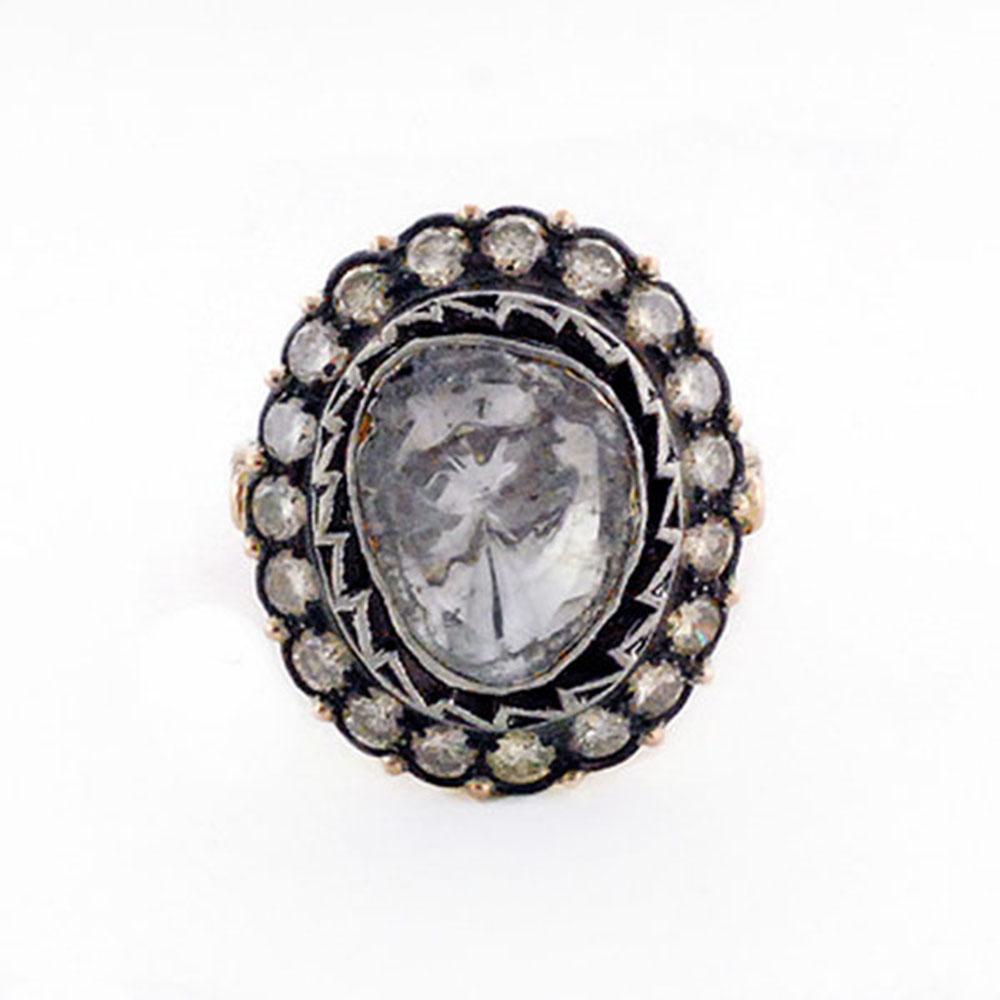 Antiker viktorianischer Solitär-Diamantring im Rosenschliff in Gold und Silber im Zustand „Neu“ im Angebot in New York, NY