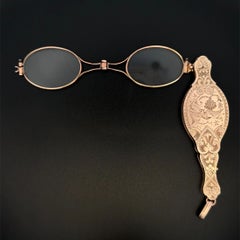 Antique Victorian Lorgnettes Fold Out Gold Reading or Opera Glasses Estate