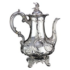 Antique Victorian Louis Style Sterling Silver Coffee / Tea Pot, London, 1858