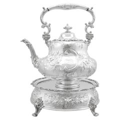 Antique Victorian Louis Style Sterling Silver Kettle and Mirror Base (1859)