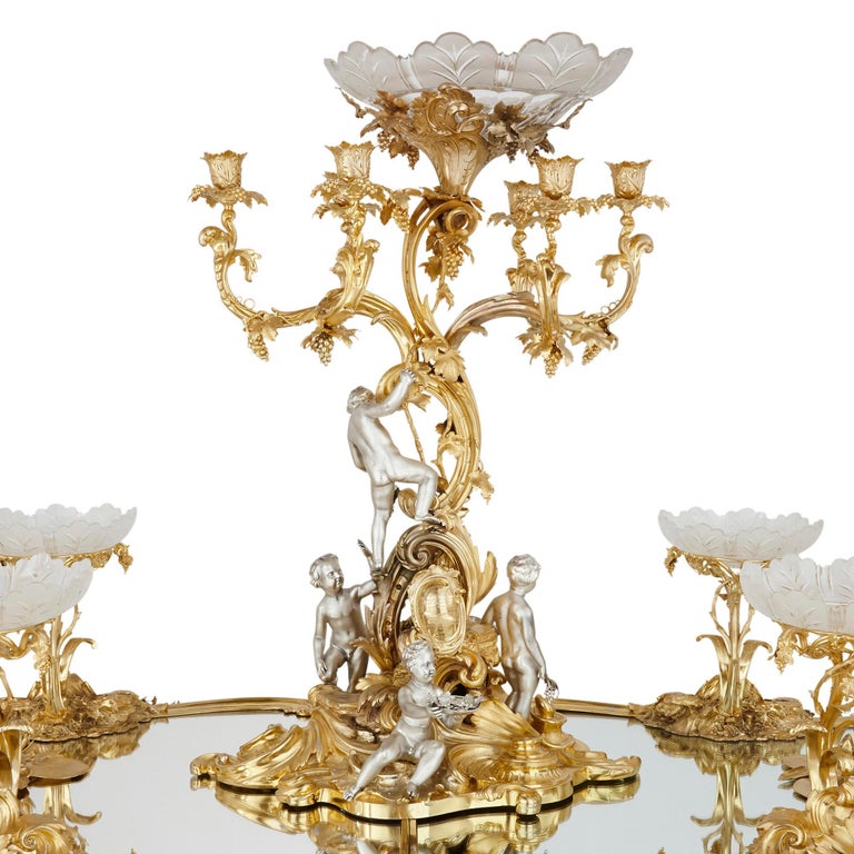 English Antique Victorian Louis XIV Style Centrepiece by Barnard & Sons For Sale