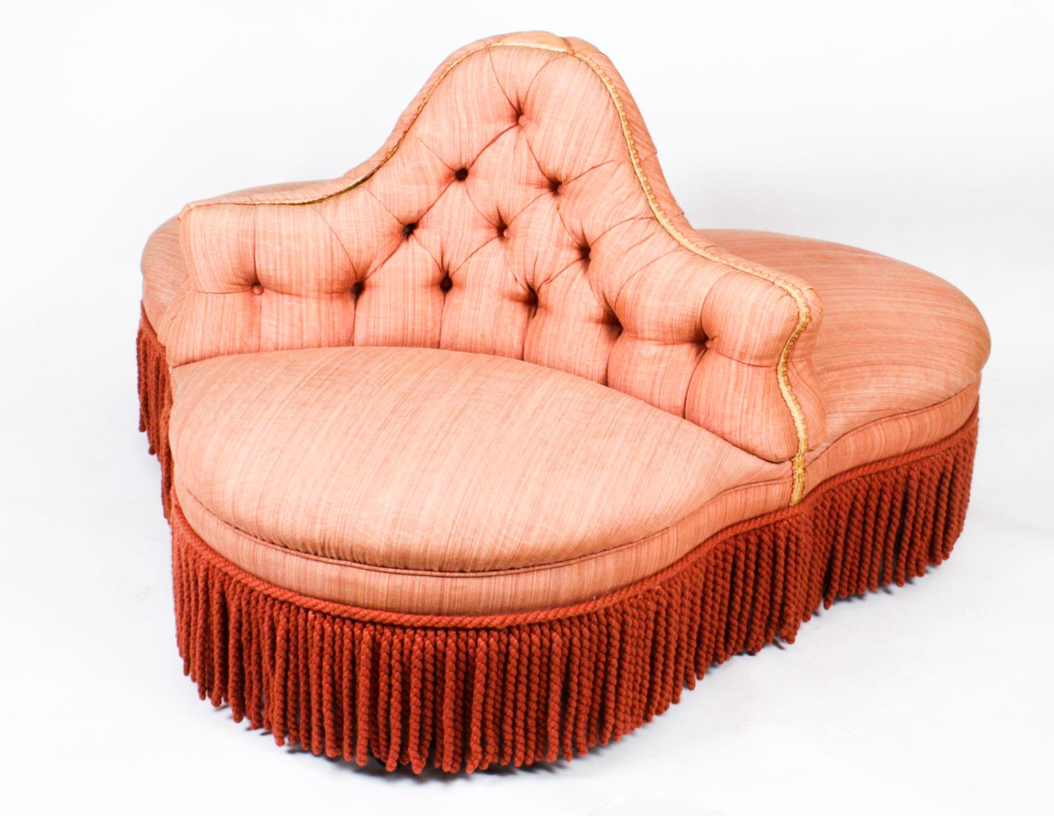 Antique Victorian Love Seat Conversation Settee, 19th Century 1