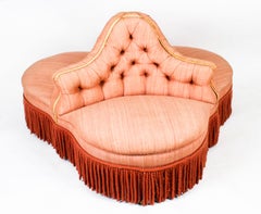 Antique Victorian Love Seat Conversation Settee, 19th Century