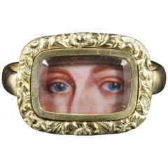 Antique Victorian Lovers Eye Ring circa 1880 9 Carat Gold
