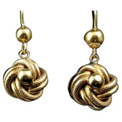 Antique Victorian Lovers knot earrings, 9k gold 