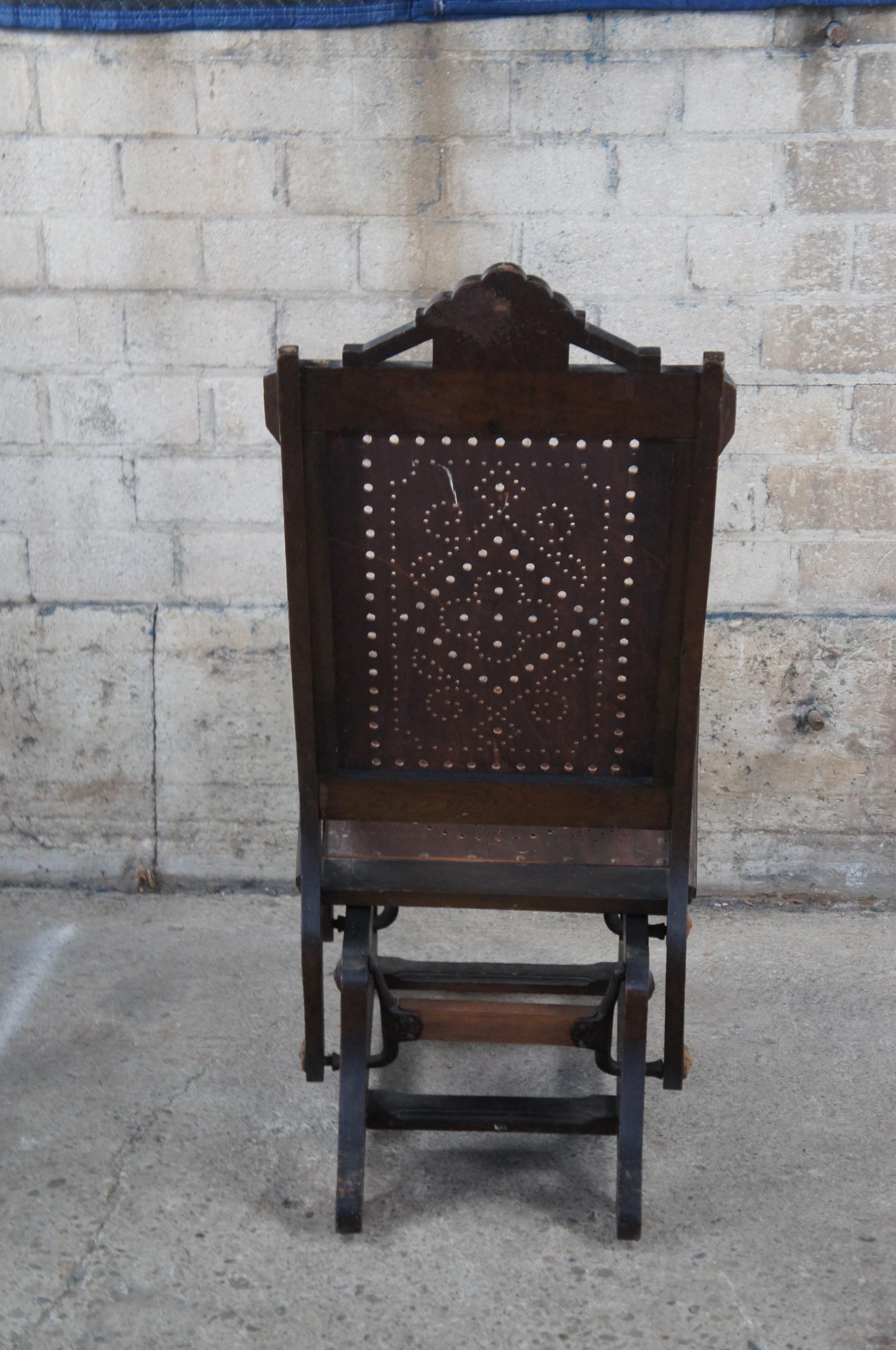 Antique Victorian Lowentraut Oak Aesthetic Period Platform Rocker Rocking Chair  7