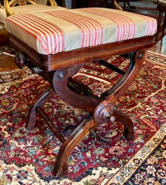 Antique Victorian Mahogany Adjustable Height Piano Bench.