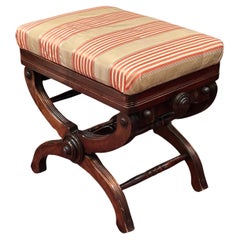 Antique Victorian Mahogany Adjustable Height Piano Bench.