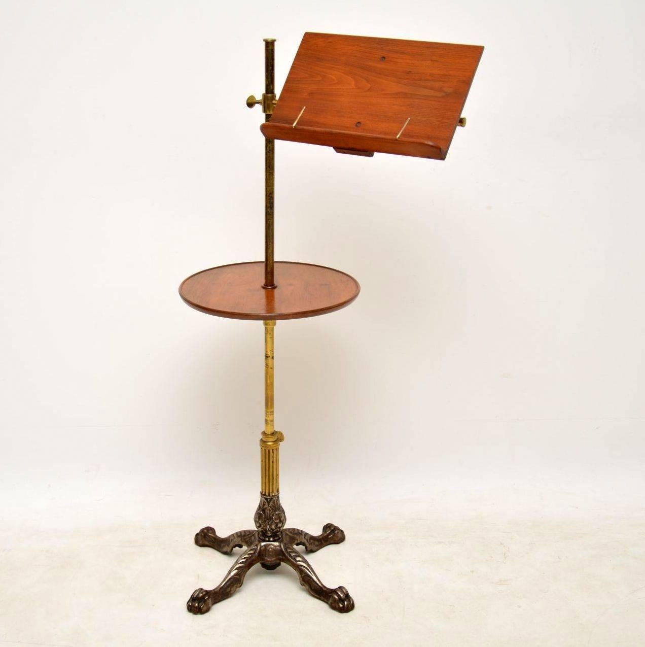 English Antique Victorian Mahogany and Brass Reading Table