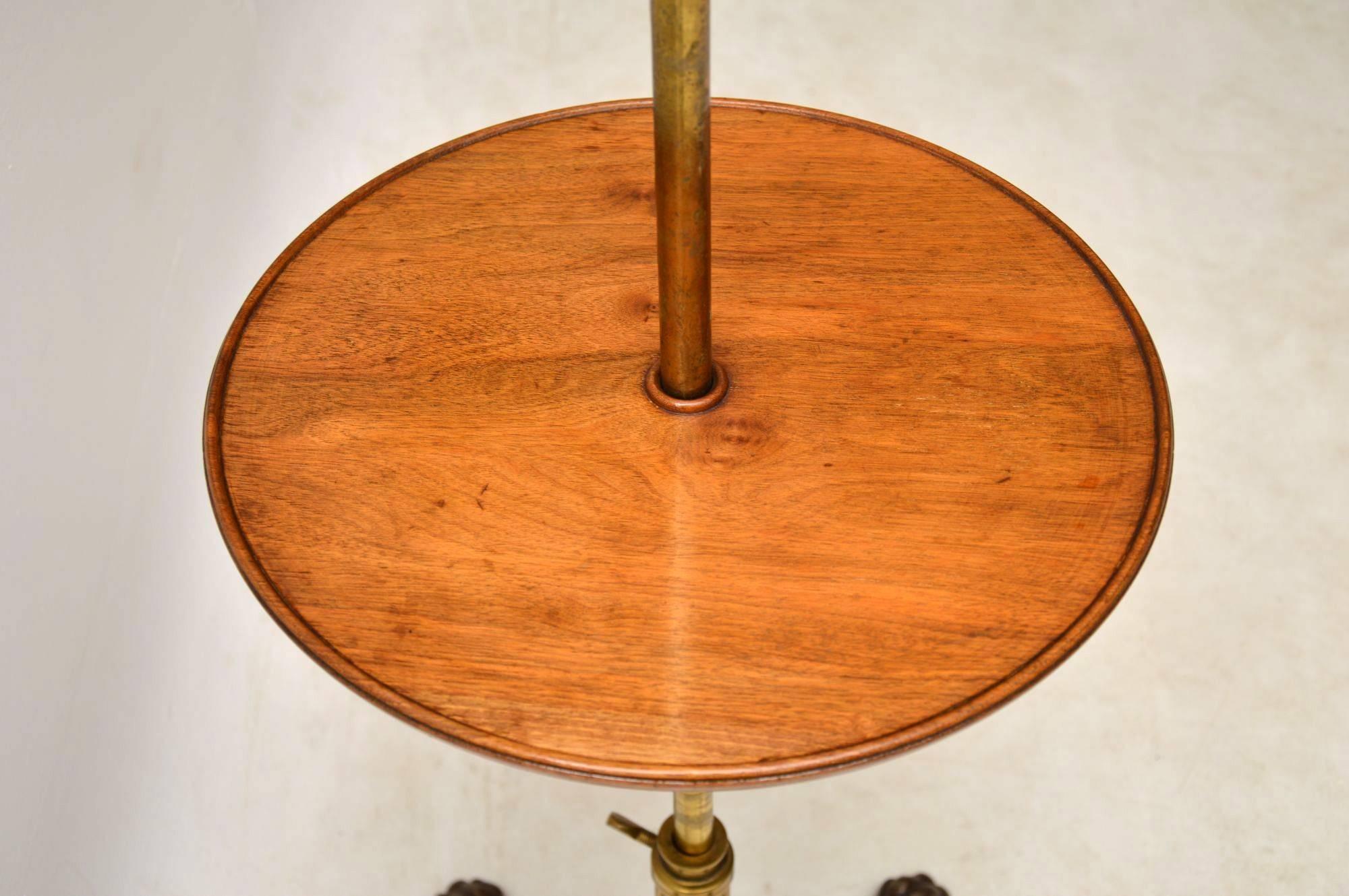 Mid-19th Century Antique Victorian Mahogany and Brass Reading Table