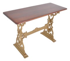 Antique Victorian Mahogany and Cast Iron Pub Table, circa 1870