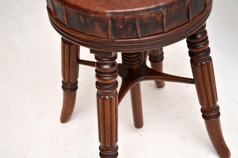 Antique Victorian Mahogany and Leather Adjustable Piano Stool at 1stDibs