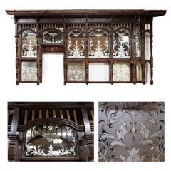 Antique Victorian Mahogany Back Bar  Backfitting with Etched Mirror