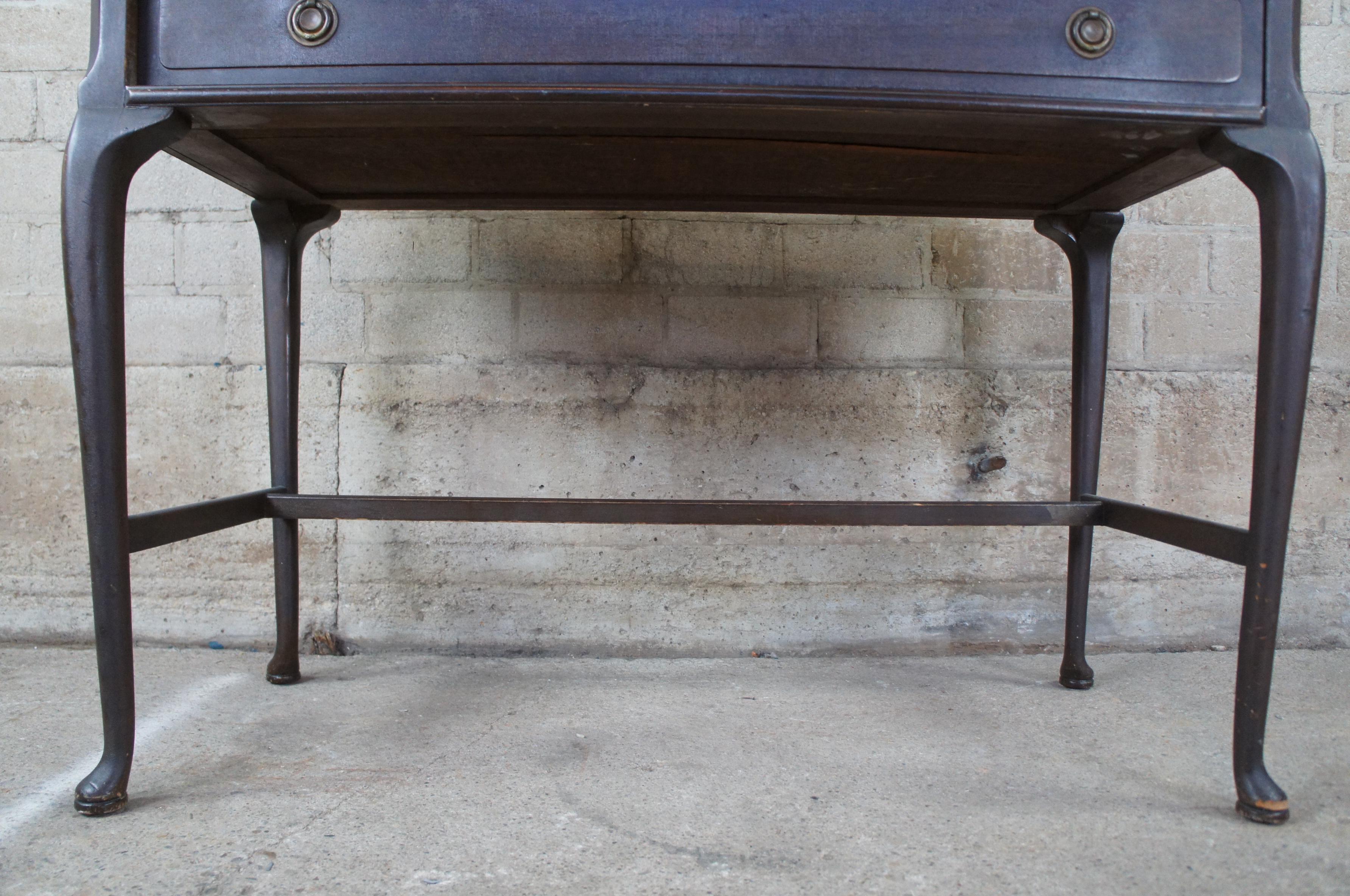 Antique Victorian Mahogany Berkey & Gay Writing Desk Console Queen Anne 3