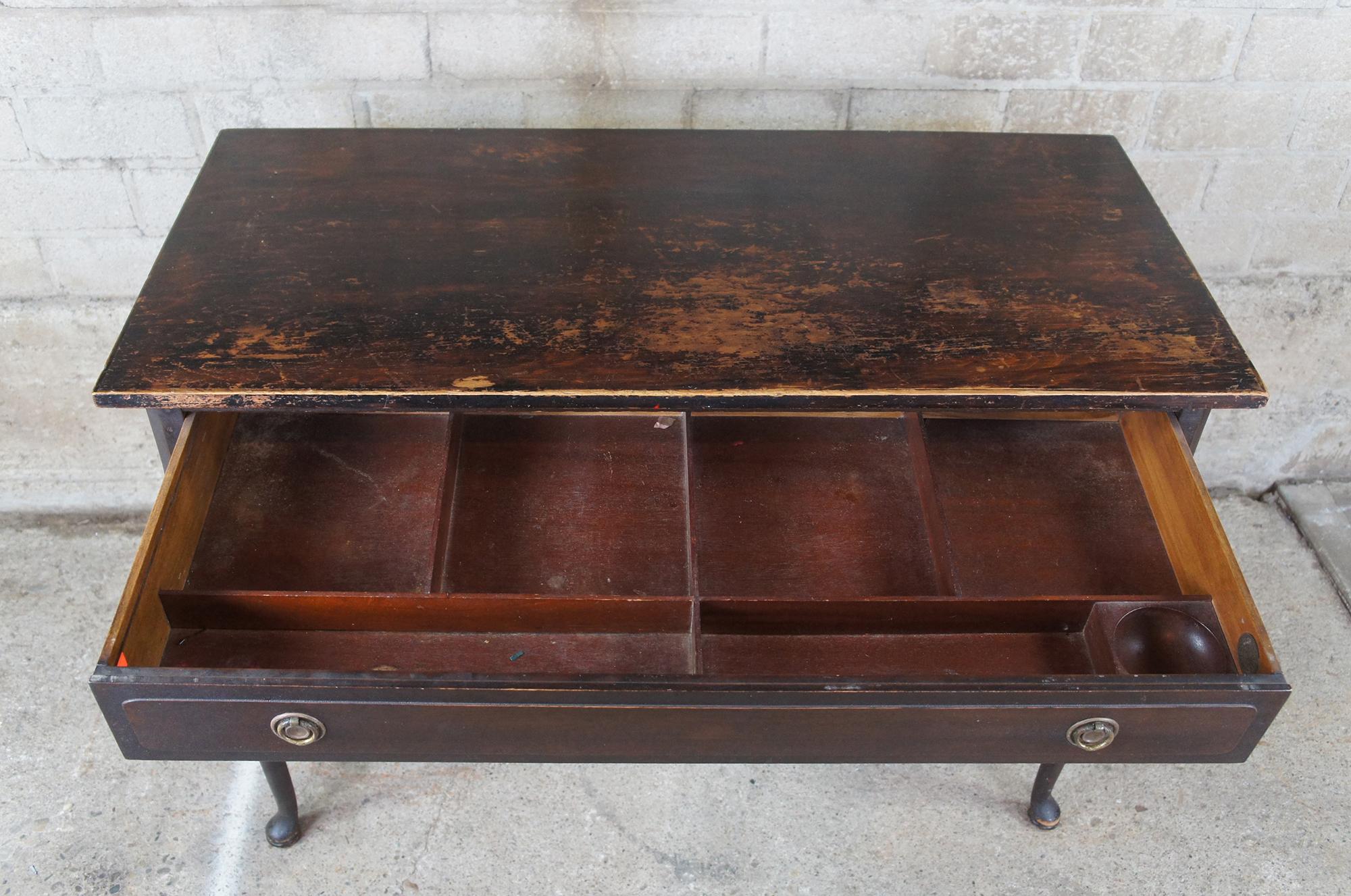 Antique Victorian Mahogany Berkey & Gay Writing Desk Console Queen Anne In Good Condition In Dayton, OH