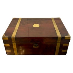 Antique Victorian Mahogany Brass Bound Writing Box