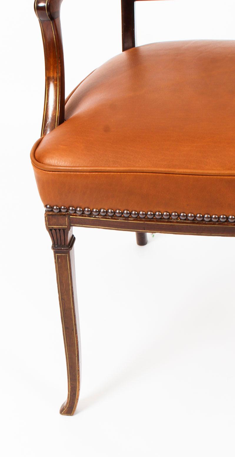 Antique Victorian Mahogany and Brass Inlaid Armchair, 19th Century 6