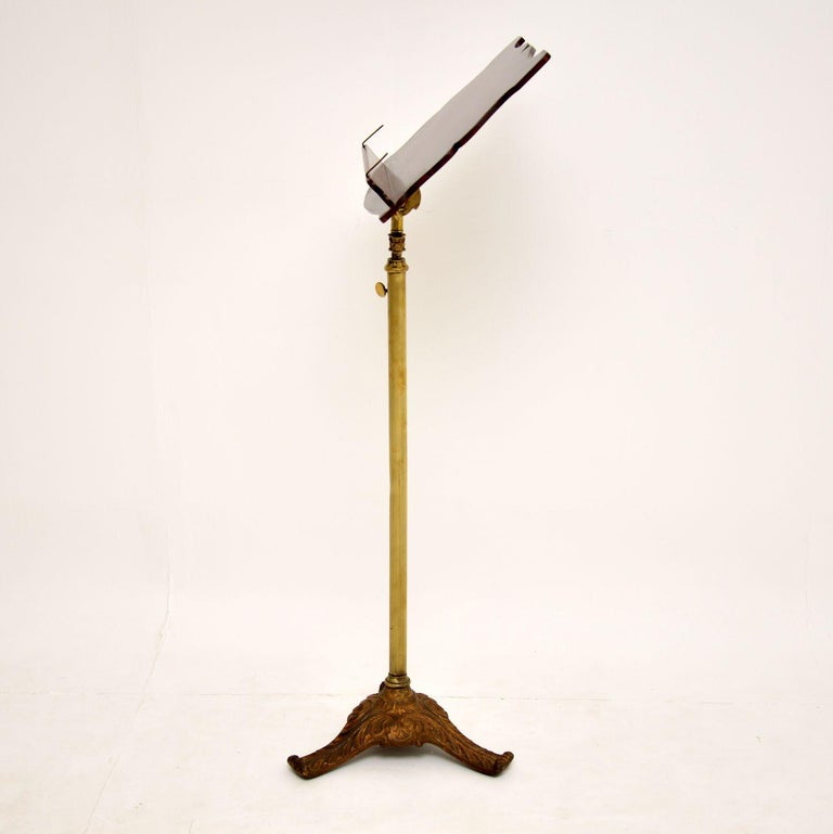 Antique Victorian Mahogany and Brass Reading or Music Stand For Sale at