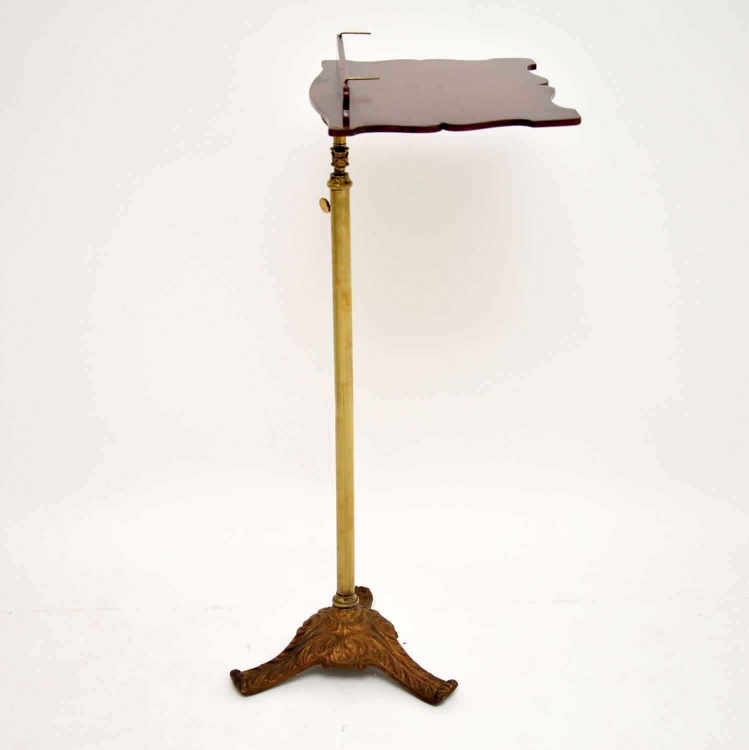 Antique Victorian Mahogany and Brass Reading or Music Stand 2