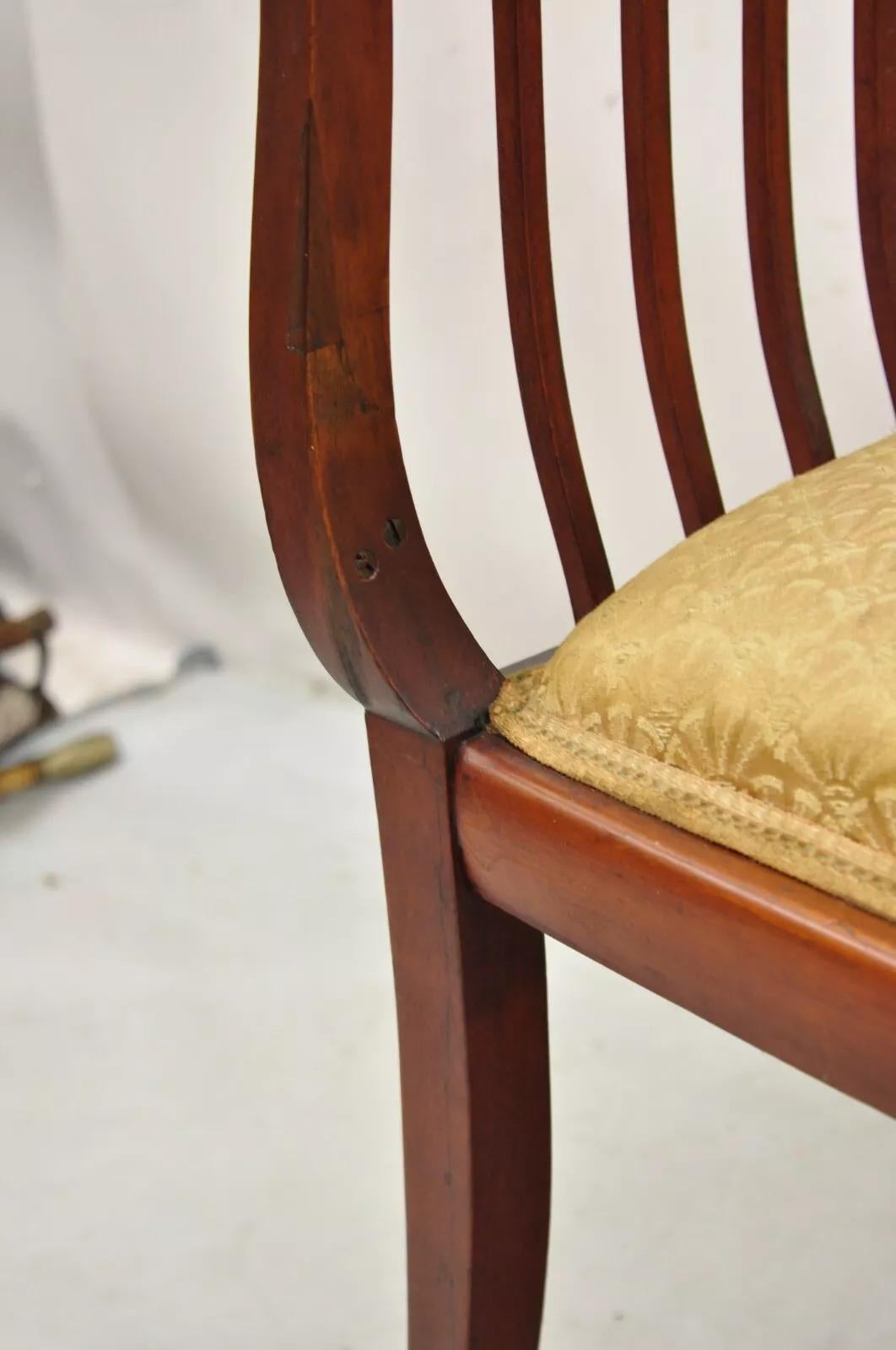 Fabric Antique Victorian Mahogany Carve Fretwork Sofa Parlor Bench Settee Loveseat