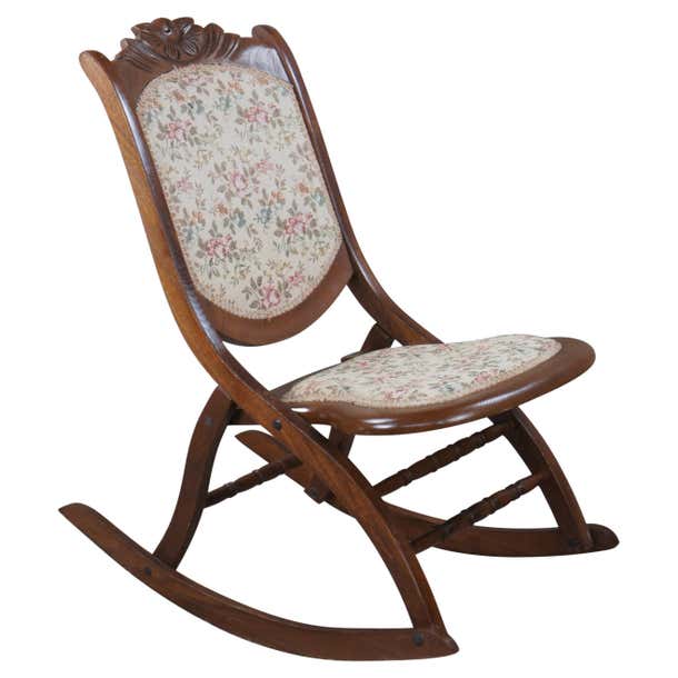 Virginia Rocking Chair From Roses Antique Victorian Mahogany Carved Folding Rocker Floral Seat Campaign ...
