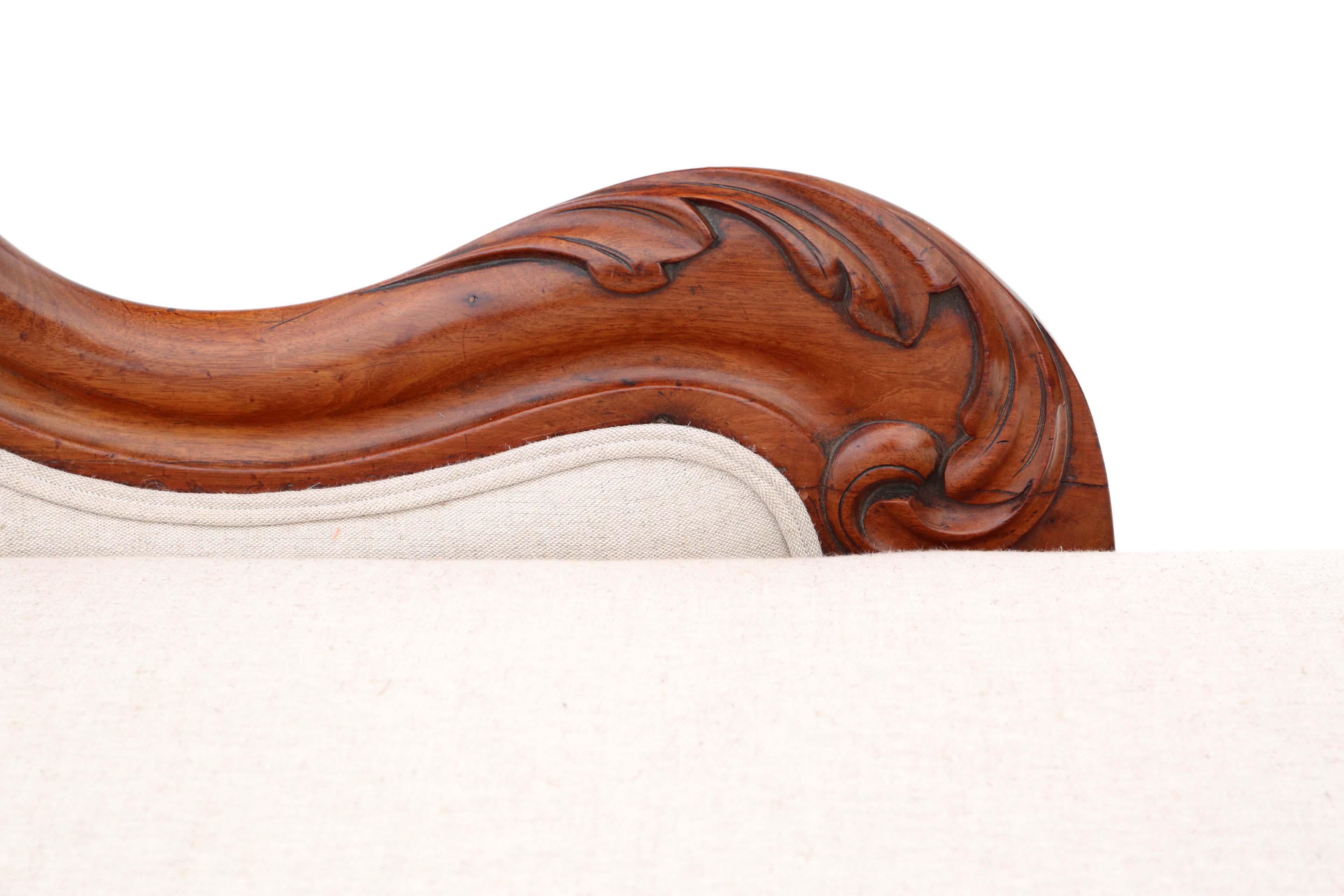 Late 19th Century Antique Victorian Mahogany Chaise Longue Sofa