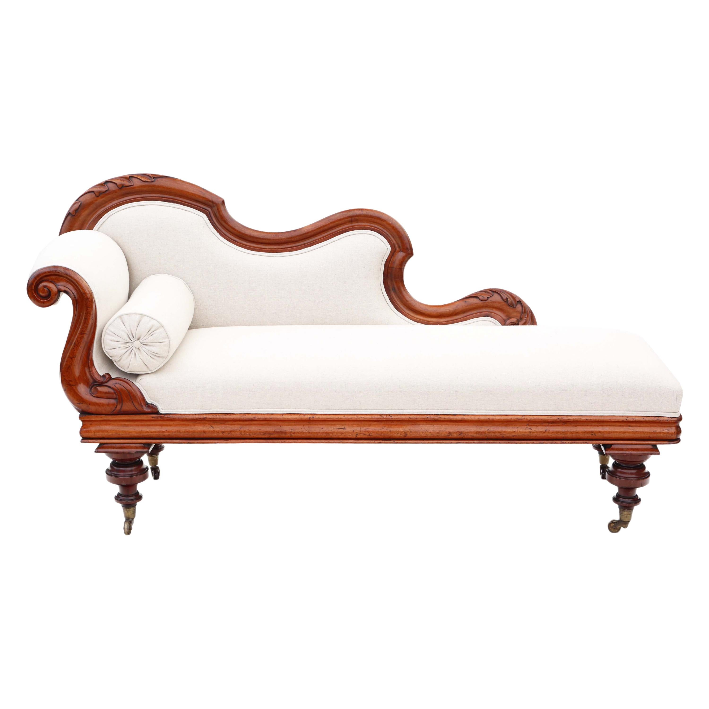 Antique Victorian Mahogany Chaise Longue Sofa