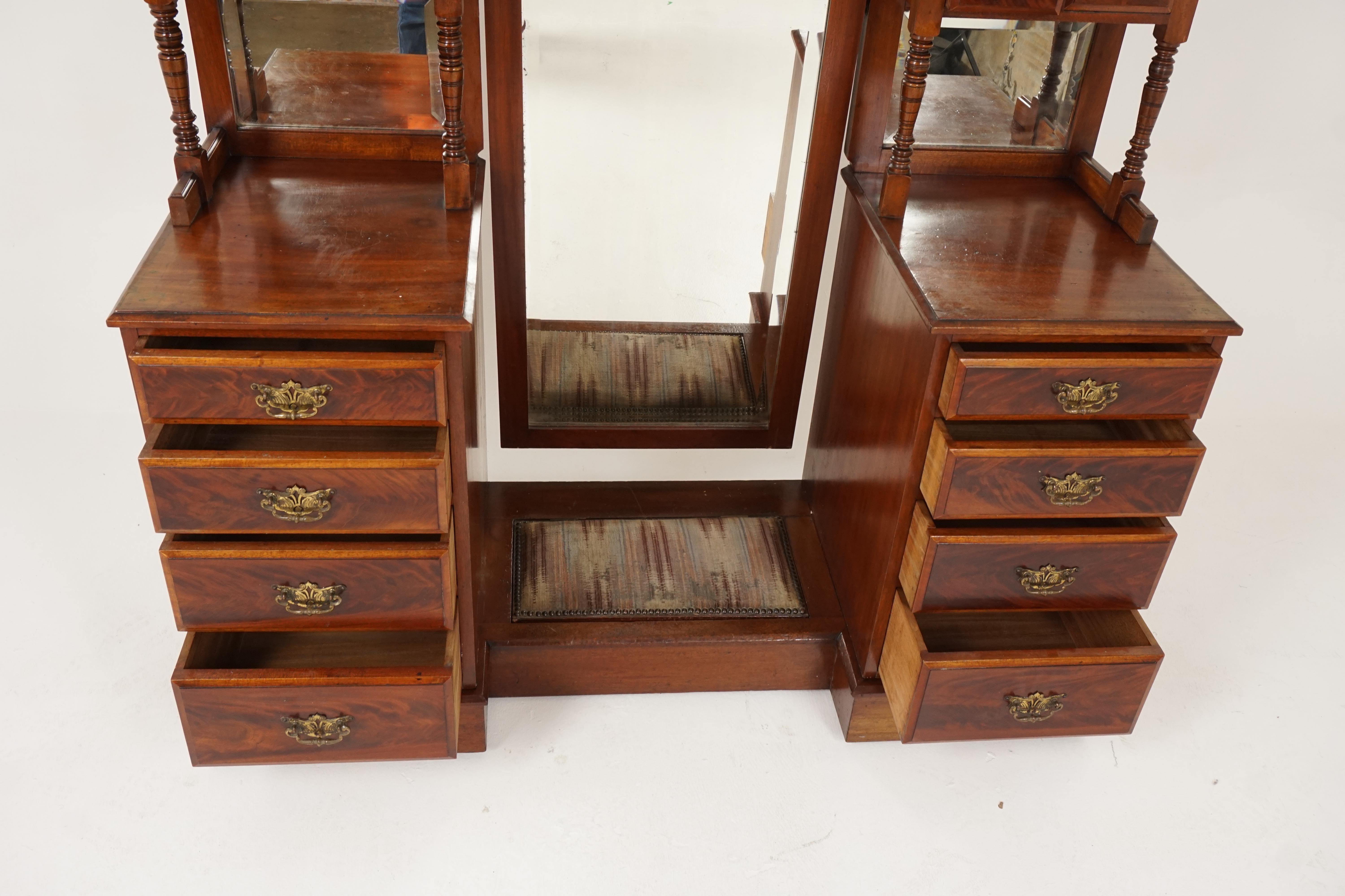 Hand-Crafted Antique Victorian Walnut Cheval Mirror Dressing Table, Scotland 1880, B2356