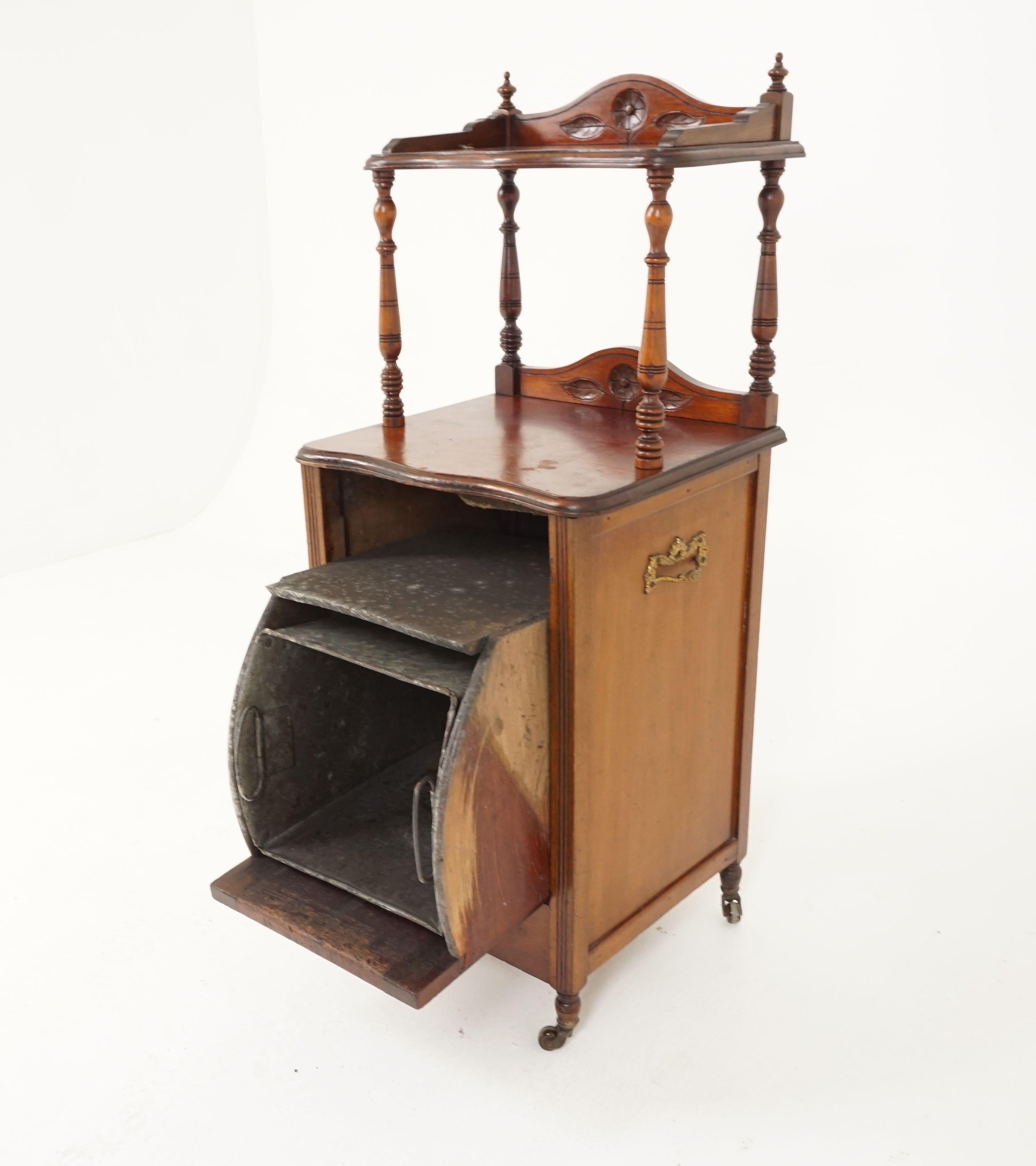 Scottish Antique Victorian Walnut Coal Box, Two Tiered, Purdonium, Scotland 1880, H160 For Sale