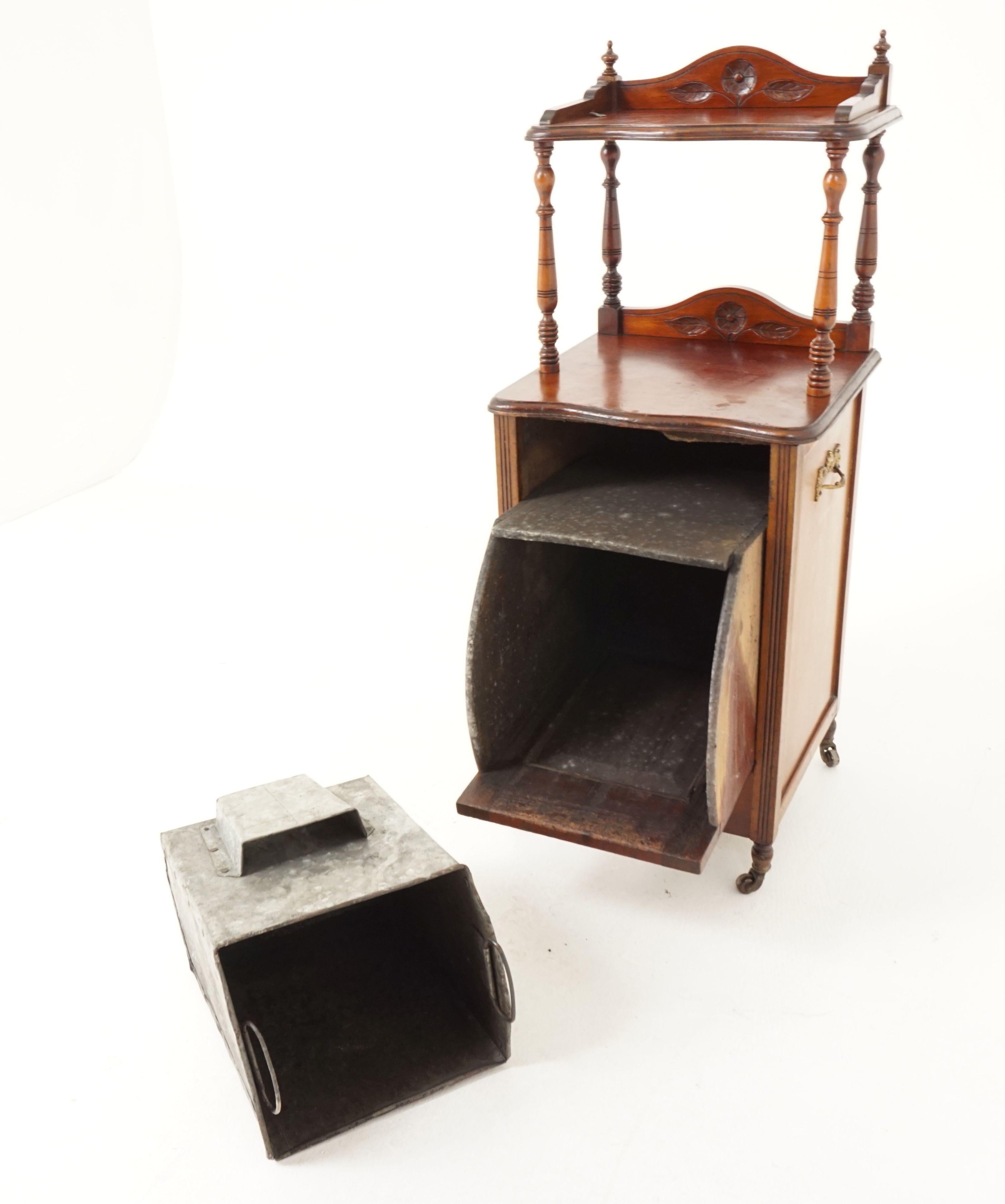 Hand-Crafted Antique Victorian Walnut Coal Box, Two Tiered, Purdonium, Scotland 1880, H160 For Sale