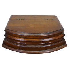 Antique Victorian Mahogany Curved Dresser Glove Box Felt Lined Jewelry Storage