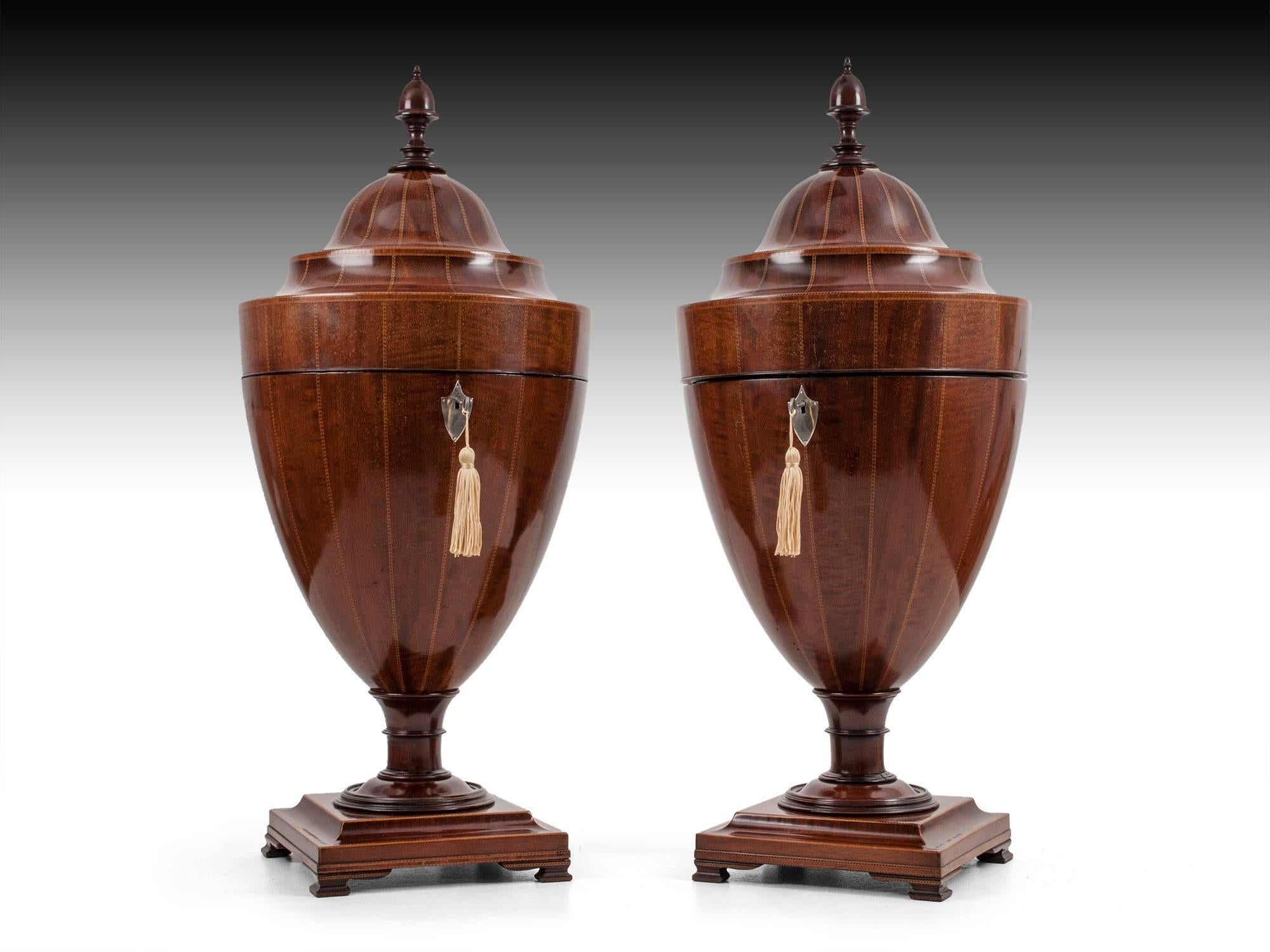 Antique Victorian Mahogany Cutlery Knife Urns, 19th Century For Sale 8