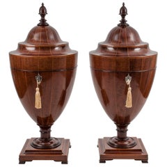 Antique Victorian Mahogany Cutlery Knife Urns, 19th Century