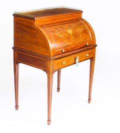 Antique Victorian Mahogany Cylinder Bureau Desk, 19th Century