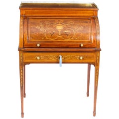 Ancien bureau à cylindre en acajou de style victorien:: 19ème siècle